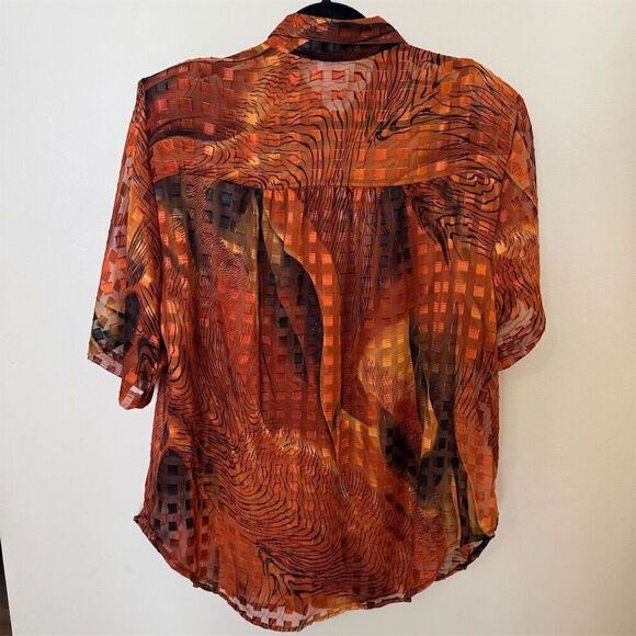 Vintage Melissa Robyn Geometric Print Button-Up Shirt Size 22W - Picture 6 of 11